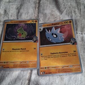 Pokemon Trading Cards - Team Rocket's Larvitar and Pupitar - Green and Blue
